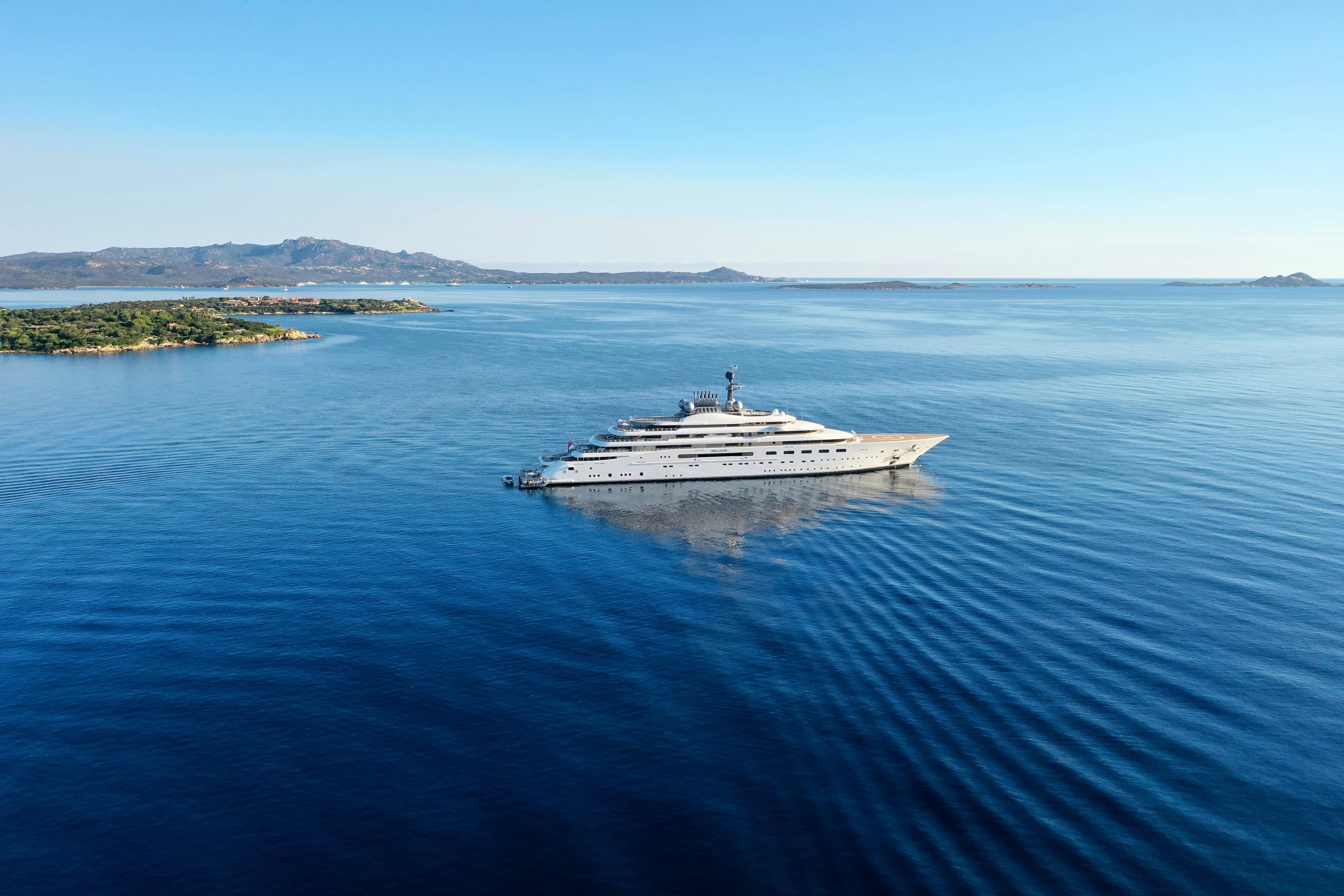Luxury yacht on open water